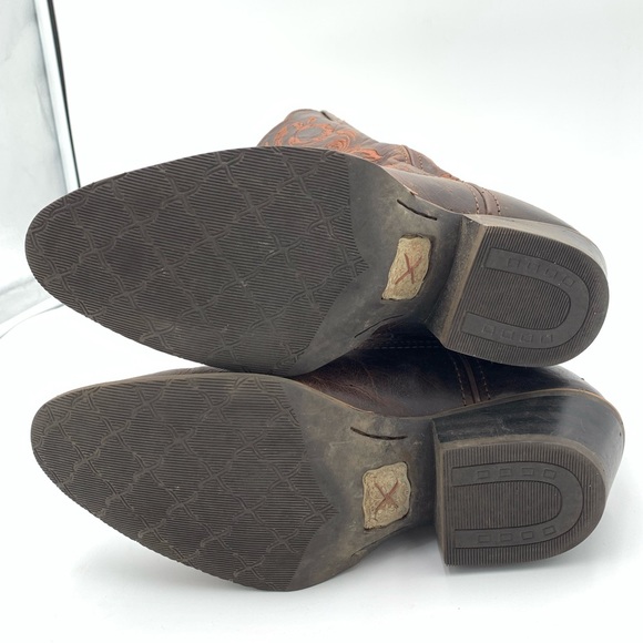 TWISTED X⚡️Embossed “Chocolate Brown” Leather Cowboy Boots - Picture 12 of 16